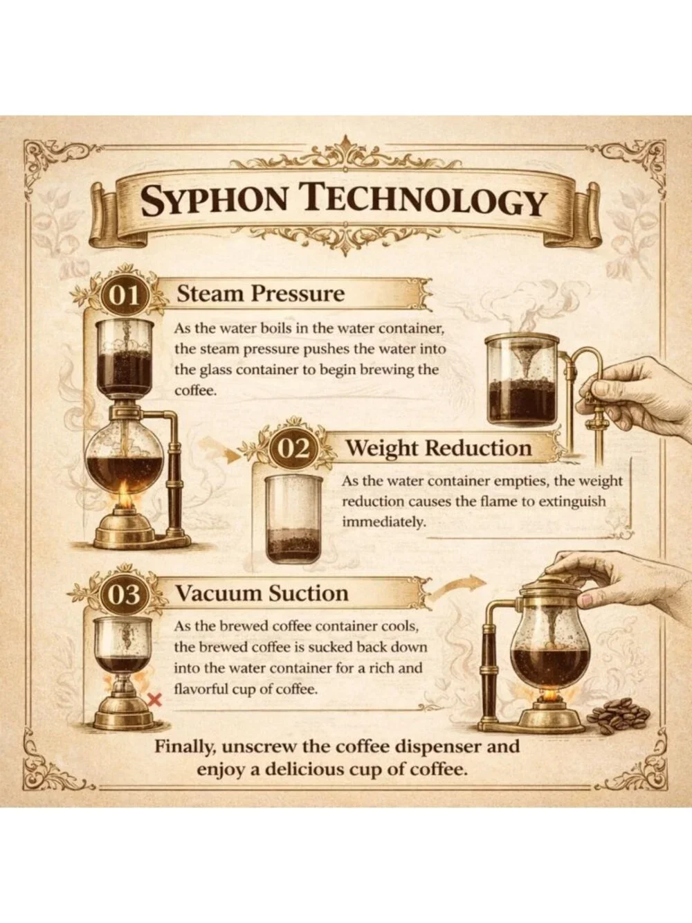 Vintage Copper Vacuum Coffee Maker - Unique Gravity Syphon Brewing System 500ml